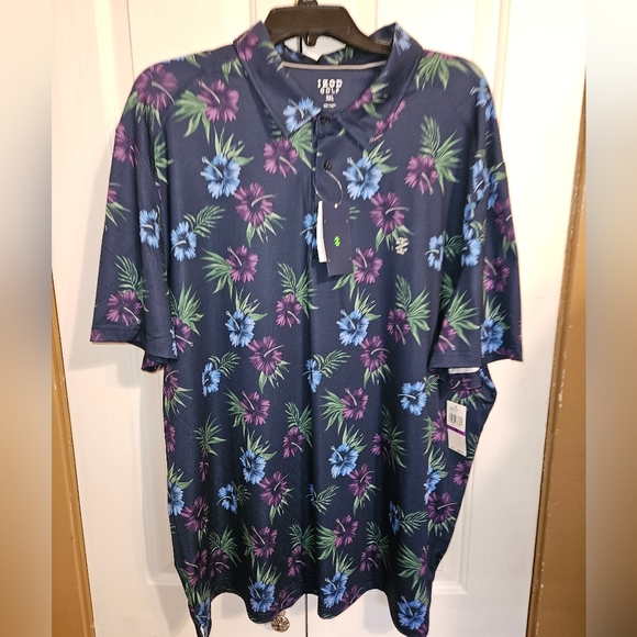Izod Trick Shot Printed Fashion Polo Shirt, Hawaiian Style, Men's XXL - Picture 3 of 12